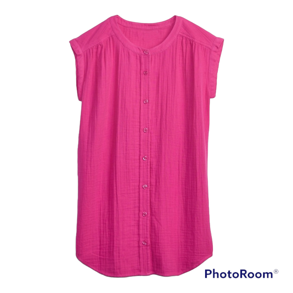 NWT GAP Kids Crinkle Supersoft Cotton Gauze Tunic Dress Phoebe Hot Pink (M-8)